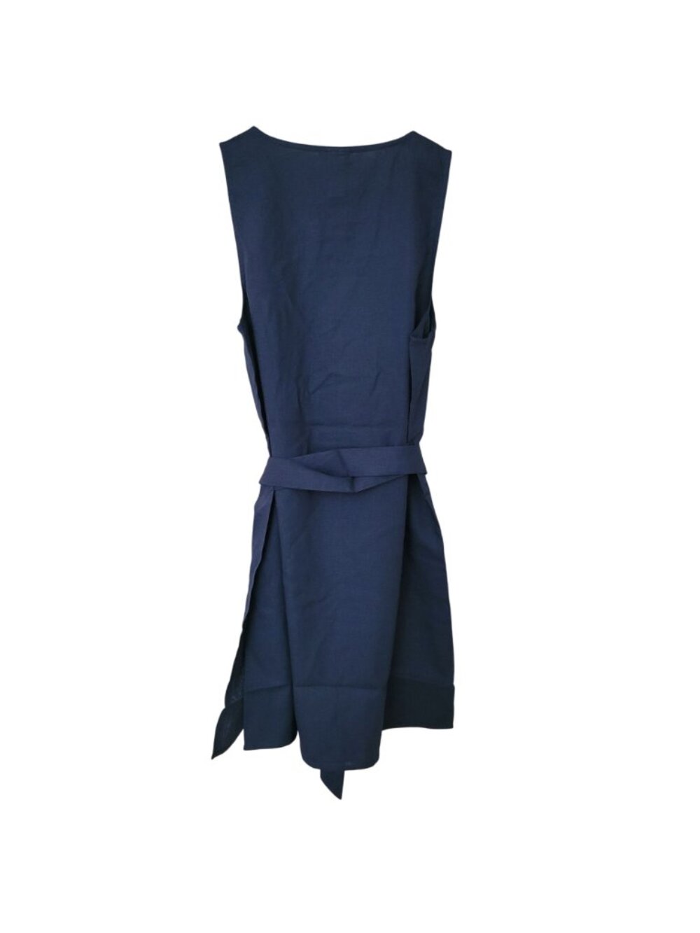 Andie Swim The Wrap Dress Size S Midnight Blue Linen Blend Sleeveless NWT - Picture 2 of 8